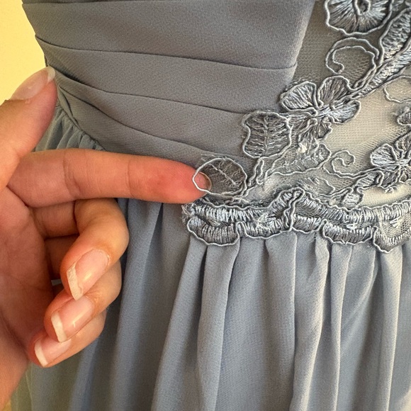 Azazie Blue Ruched Sweetheart Maxi Gown - Picture 7 of 10